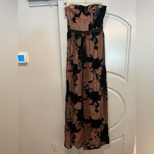 Anthropologie black velvet with sheer roses strapless dress. gorgeous! NWT,SZ 10